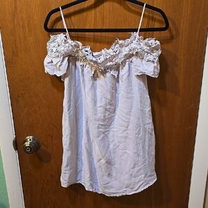 Cotton Candy Purple Off-Shoulder Lace Dress